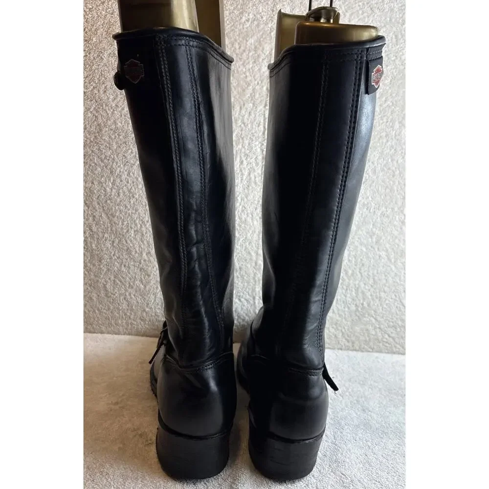 Harley-Davidson Black Leather Steel Toe Motorcycle Boots Men Size 9.5